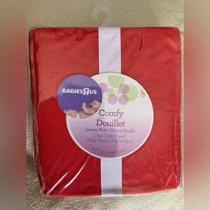 Babies"R"Us Cotton Jersey Knit Red Fitted Crib Sheet Solid Children's Style
